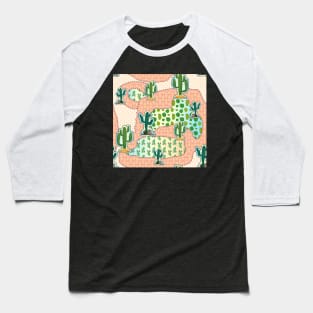 cactus pattern with triangle shapes. Colored polka dots background Baseball T-Shirt